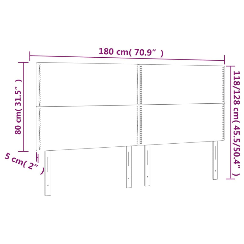 vidaXL 4 db fekete bársony fejtámla 90x5x78/88 cm