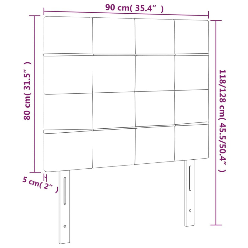 vidaXL 2 db sötétbarna szövet fejtámla 90x5x78/88 cm