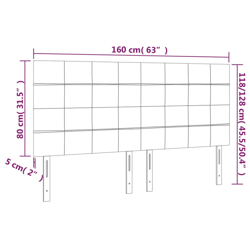 vidaXL 4 db krémszínű szövet fejtámla 80 x 5 x 78/88 cm