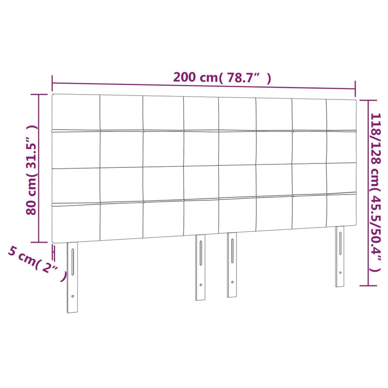 vidaXL 4 db krémszínű szövet fejtámla 100x5x78/88 cm