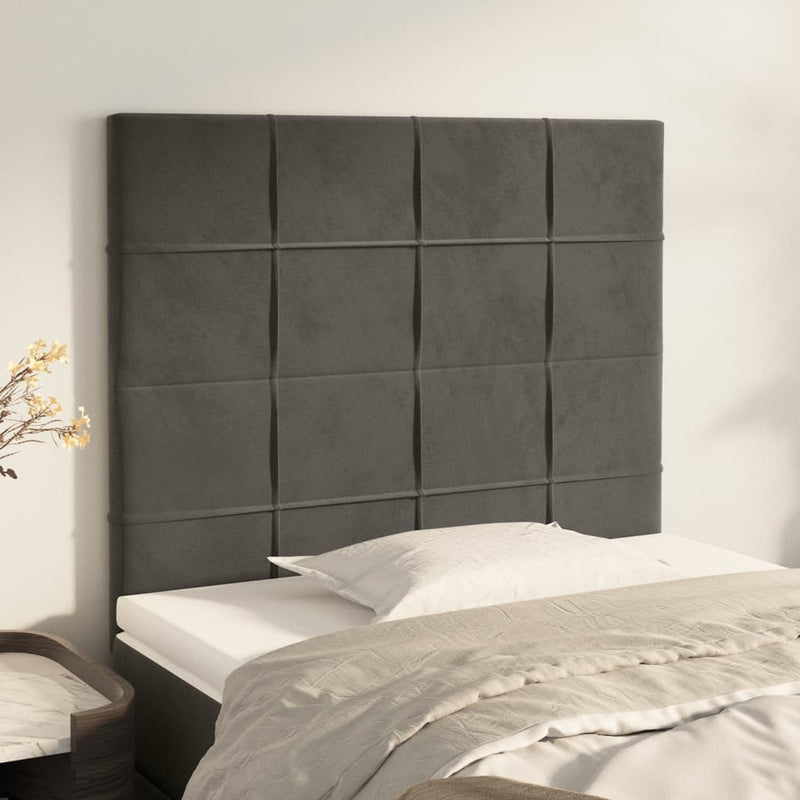 vidaXL 2 db sötétszürke bársony fejtámla 80 x 5 x 78/88 cm