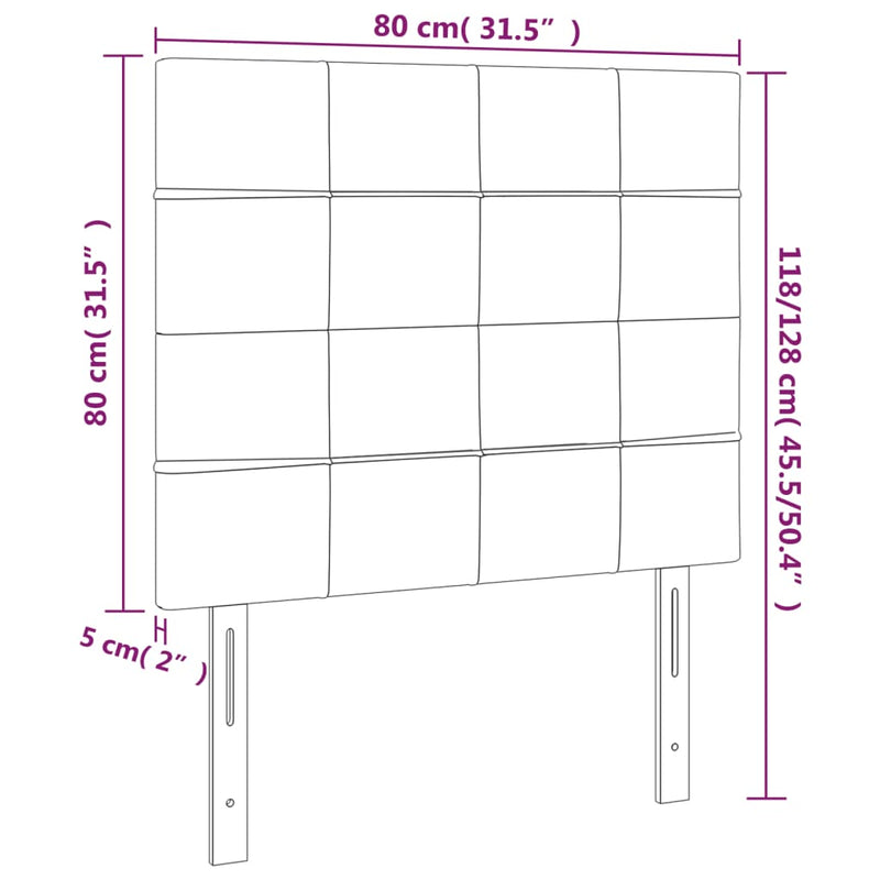vidaXL 2 db fekete bársony fejtámla 80 x 5 x 78/88 cm