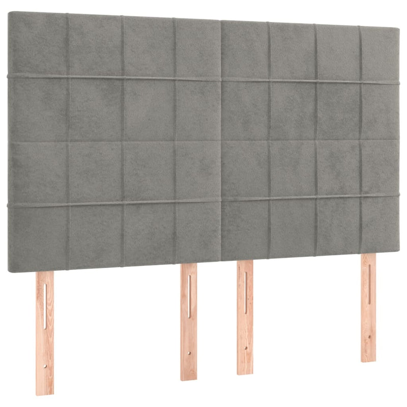 vidaXL 4 db világosszürke bársony fejtámla 72 x 5 x 78/88 cm