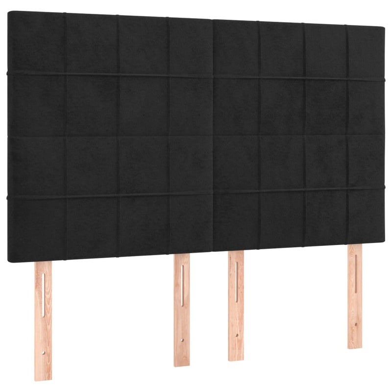 vidaXL 4 db fekete bársony fejtámla 72 x 5 x 78/88 cm