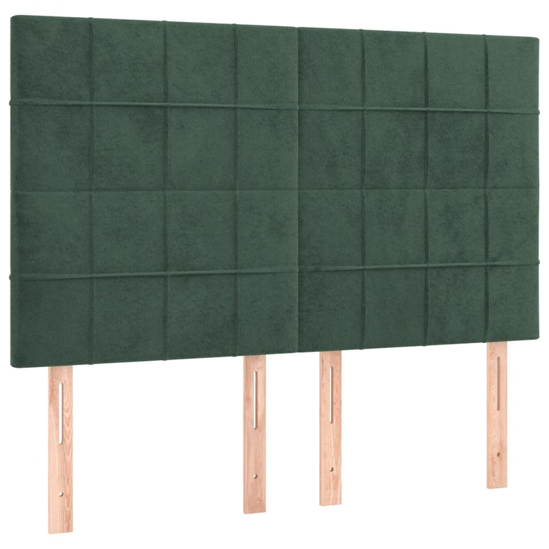 vidaXL 4 db sötétzöld bársony fejtámla 72 x 5 x 78/88 cm