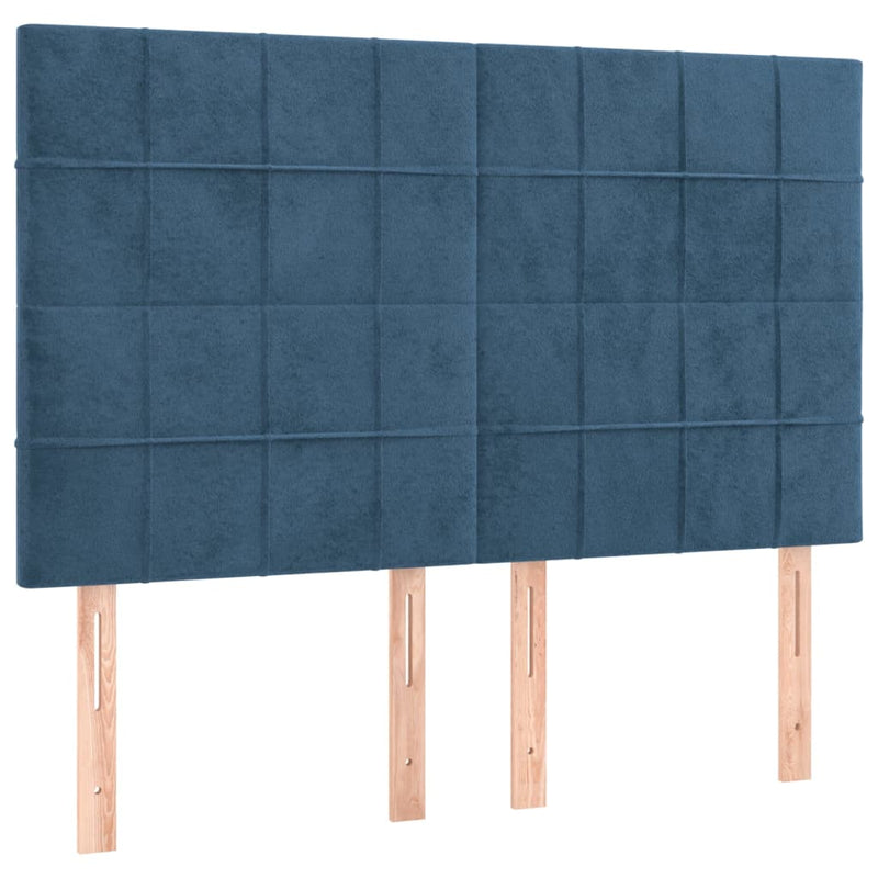vidaXL 4 db sötétkék bársony fejtámla 72 x 5 x 78/88 cm