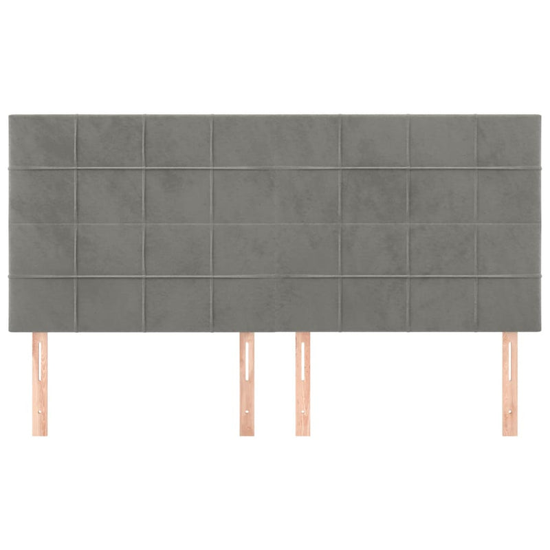 vidaXL 4 db világosszürke bársony fejtámla 80 x 5 x 78/88 cm