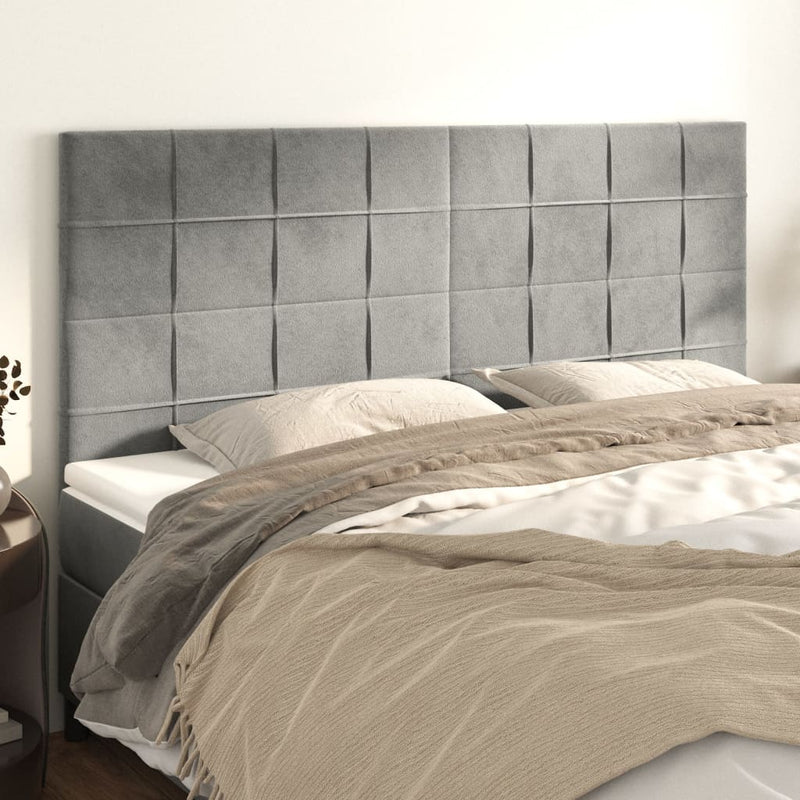 vidaXL 4 db világosszürke bársony fejtámla 90x5x78/88 cm