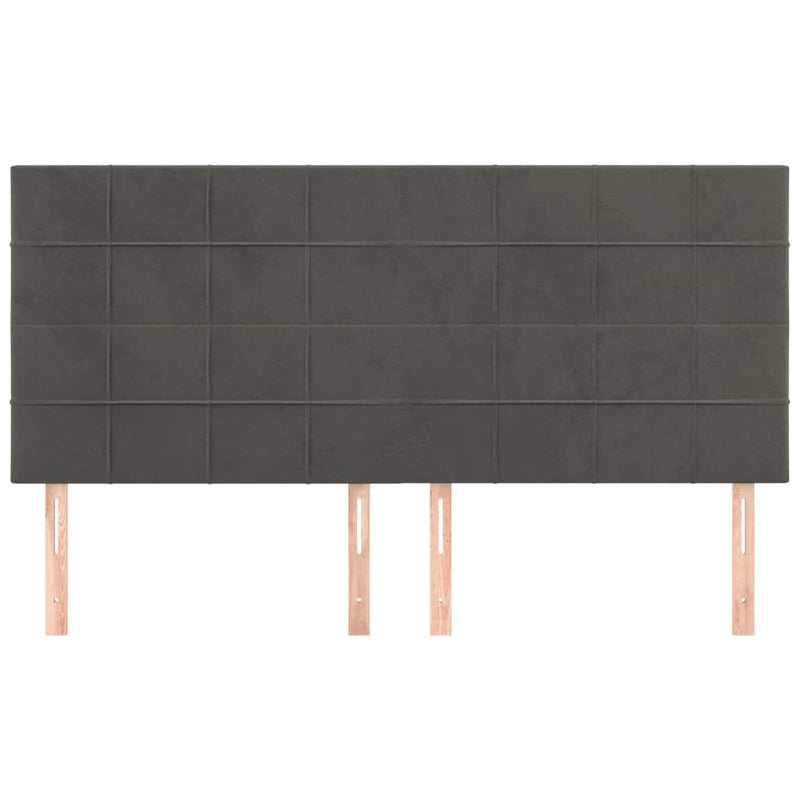 vidaXL 4 db sötétszürke bársony fejtámla 90x5x78/88 cm