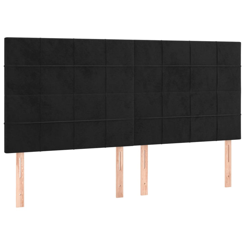 vidaXL 4 db fekete bársony fejtámla 90x5x78/88 cm