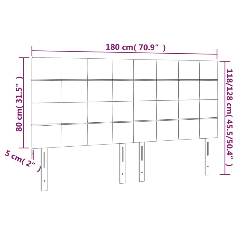 vidaXL 4 db fekete bársony fejtámla 90x5x78/88 cm