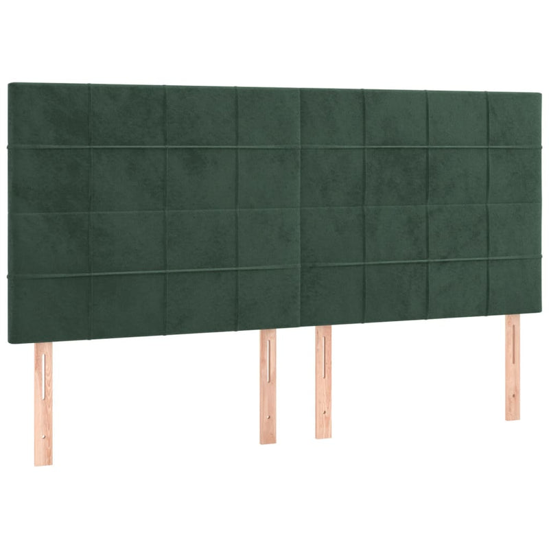 vidaXL 4 db sötétzöld bársony fejtámla 90x5x78/88 cm