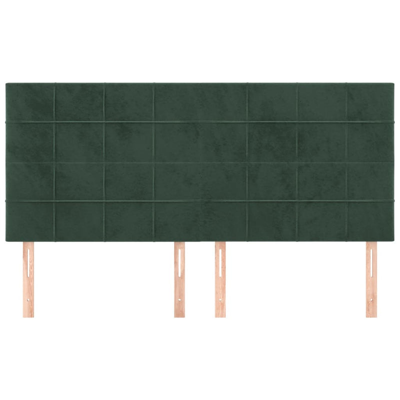 vidaXL 4 db sötétzöld bársony fejtámla 90x5x78/88 cm