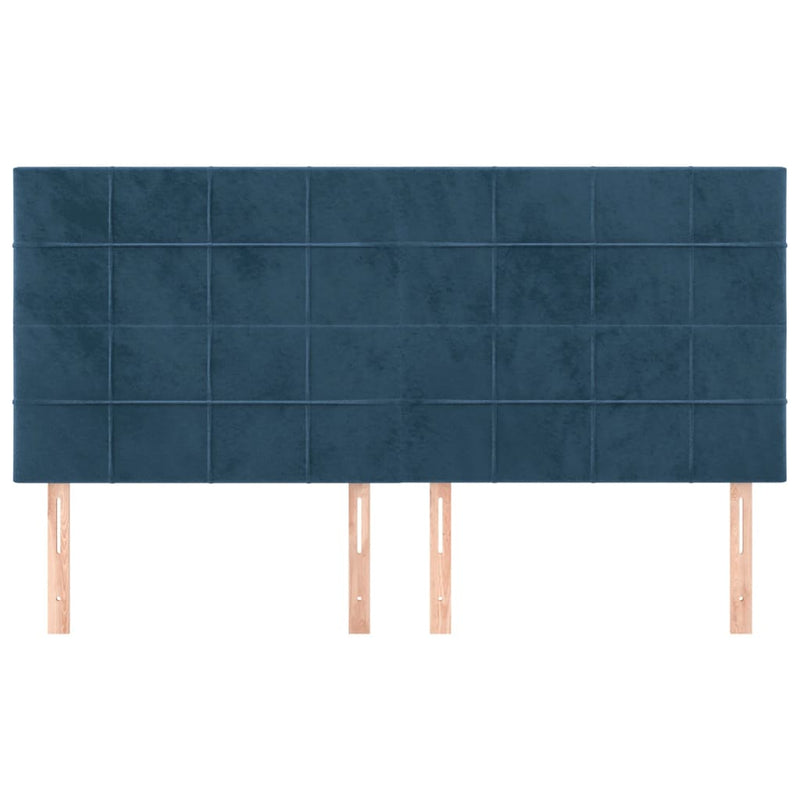 vidaXL 4 db sötétkék bársony fejtámla 90x5x78/88 cm