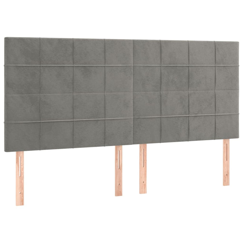 vidaXL 4 db világosszürke bársony fejtámla 100x5x78/88 cm