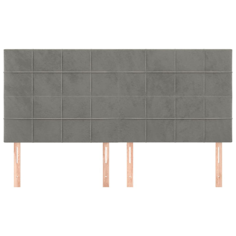 vidaXL 4 db világosszürke bársony fejtámla 100x5x78/88 cm