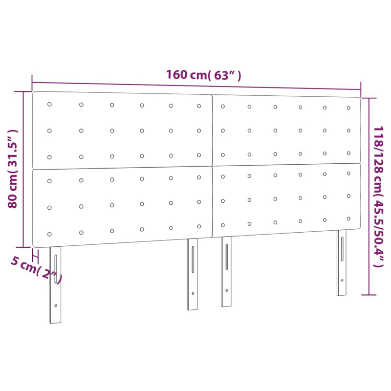 vidaXL 4 db fekete műbőr fejtámla 80 x 5 x 78/88 cm