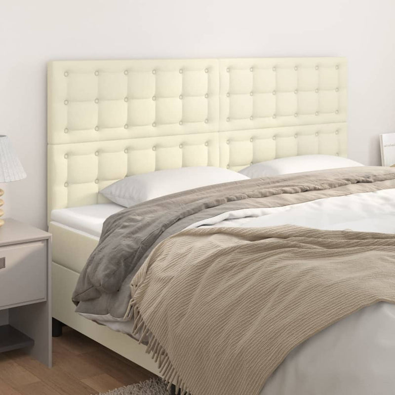 vidaXL 4 db krémszínű műbőr fejtámla 100 x 5 x 78/88 cm