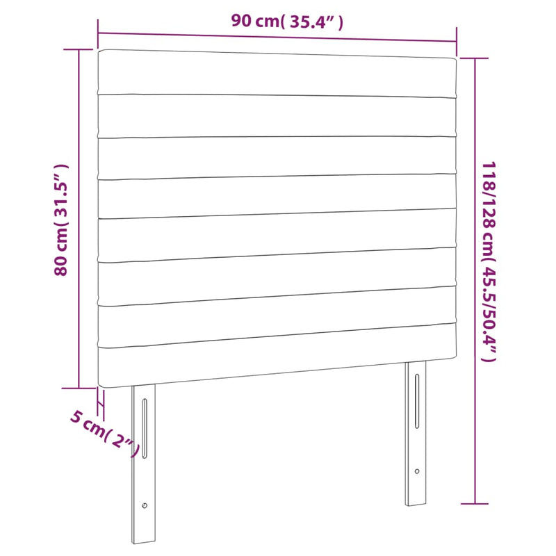 vidaXL 2 db fekete bársony fejtámla 90x5x78/88 cm
