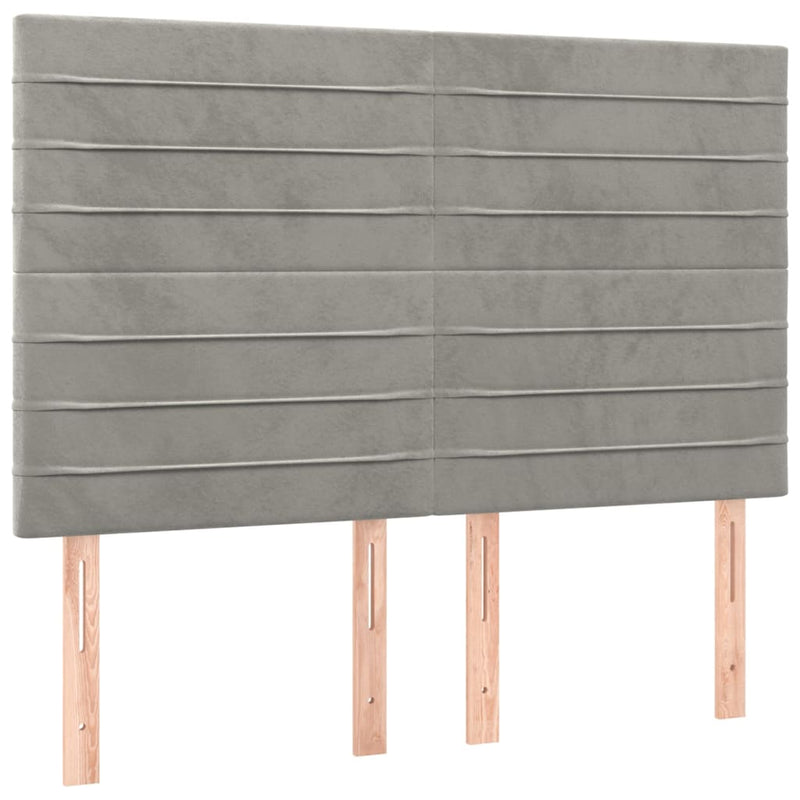 vidaXL 4 db világosszürke bársony fejtámla 72 x 5 x 78/88 cm
