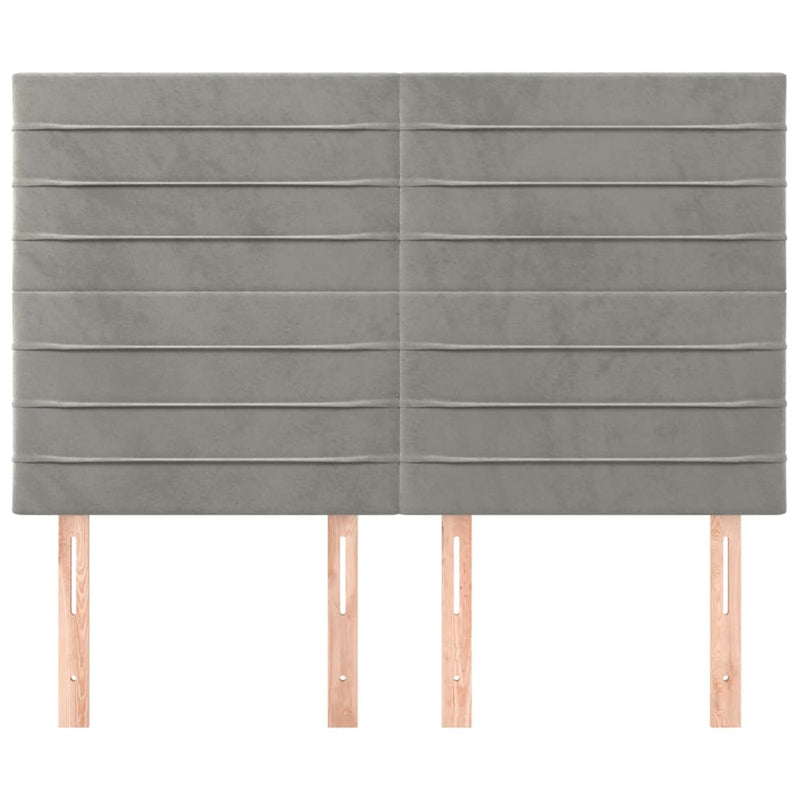 vidaXL 4 db világosszürke bársony fejtámla 72 x 5 x 78/88 cm
