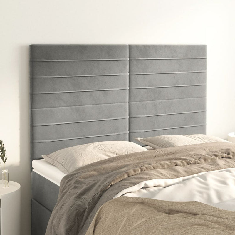 vidaXL 4 db világosszürke bársony fejtámla 72 x 5 x 78/88 cm