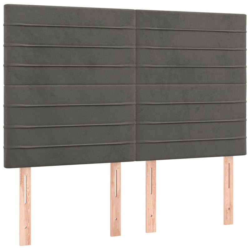 vidaXL 4 db sötétszürke bársony fejtámla 72 x 5 x 78/88 cm