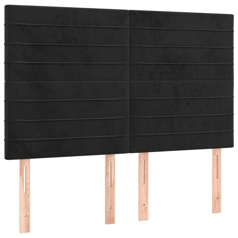 vidaXL 4 db fekete bársony fejtámla 72 x 5 x 78/88 cm