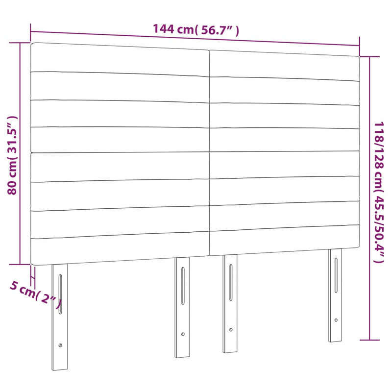 vidaXL 4 db fekete bársony fejtámla 72 x 5 x 78/88 cm