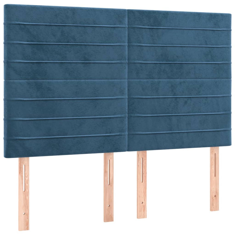 vidaXL 4 db sötétkék bársony fejtámla 72 x 5 x 78/88 cm