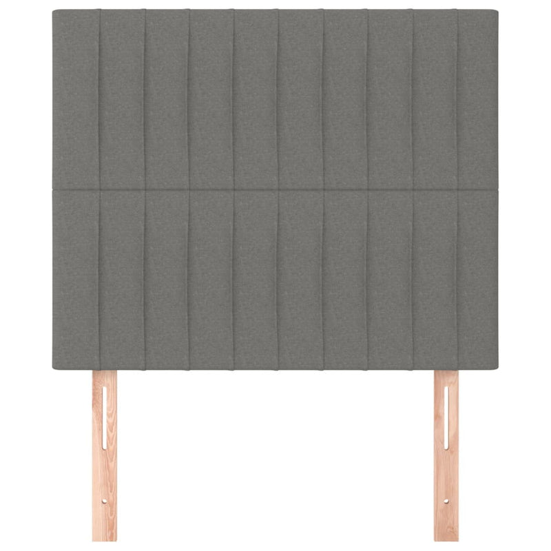 vidaXL 2 db sötétszürke szövet fejtámla 90x5x78/88 cm
