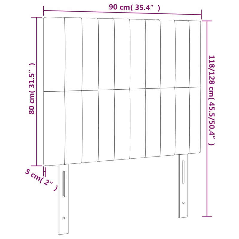 vidaXL 2 db krémszínű szövet fejtámla 90x5x78/88 cm