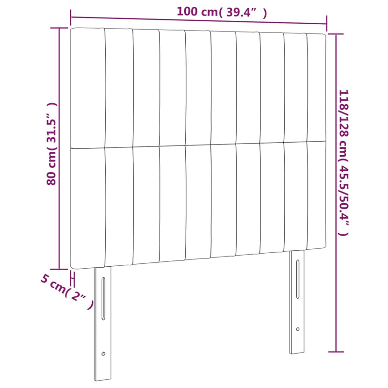 vidaXL 2 db krémszínű szövet fejtámla 100x5x78/88 cm
