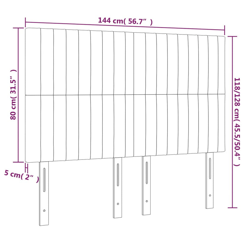 vidaXL 4 db világosszürke szövet fejtámla 72 x 5 x 78/88 cm