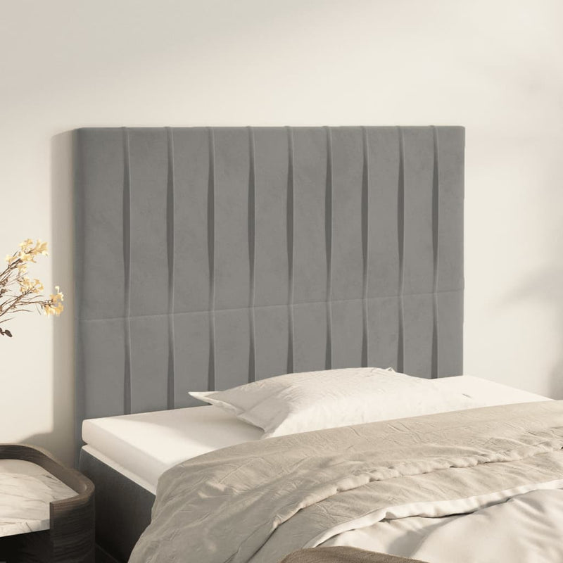 vidaXL 2 db világosszürke bársony fejtámla 80 x 5 x 78/88 cm