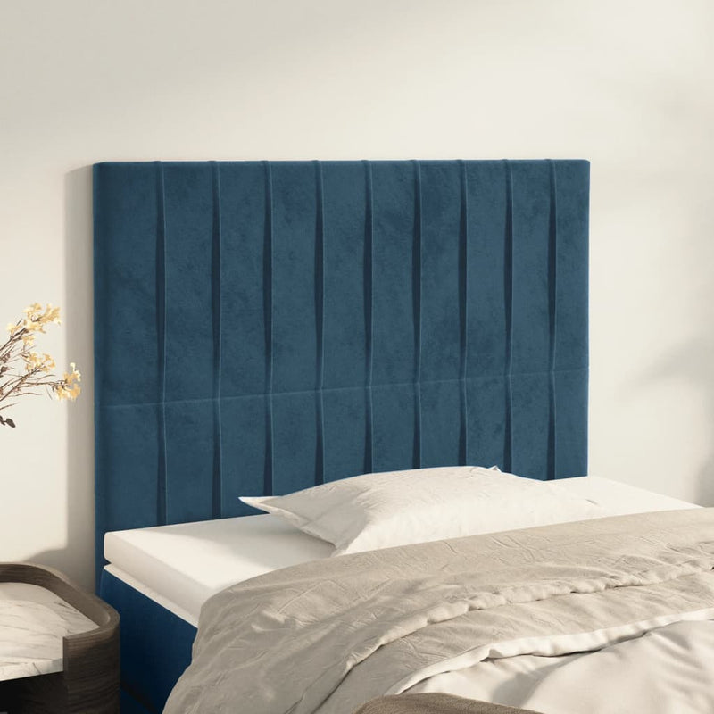 vidaXL 2 db sötétkék bársony fejtámla 80 x 5 x 78/88 cm
