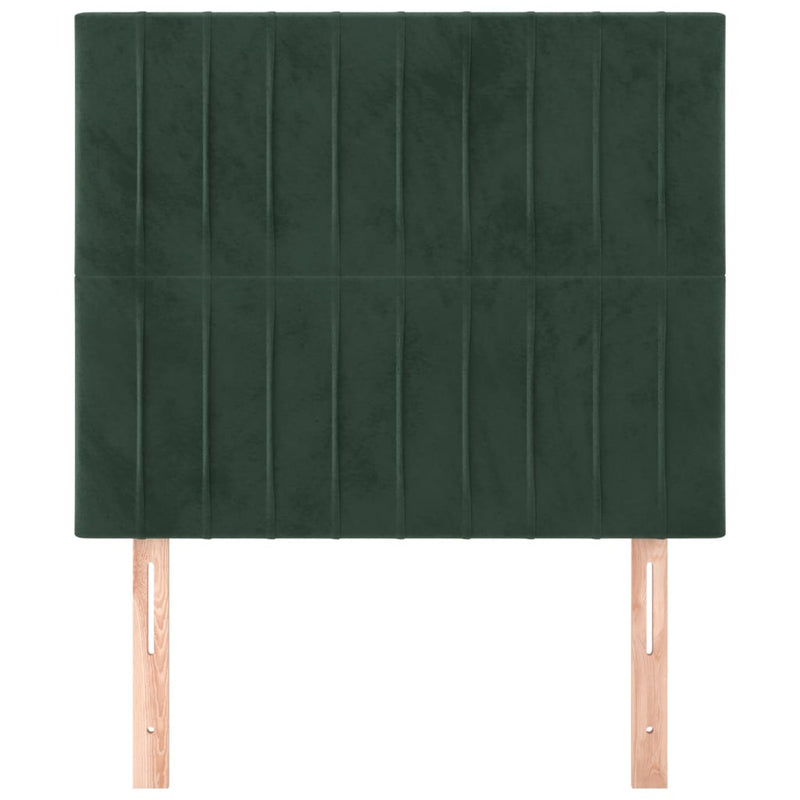 vidaXL 2 db sötétzöld bársony fejtámla 90x5x78/88 cm