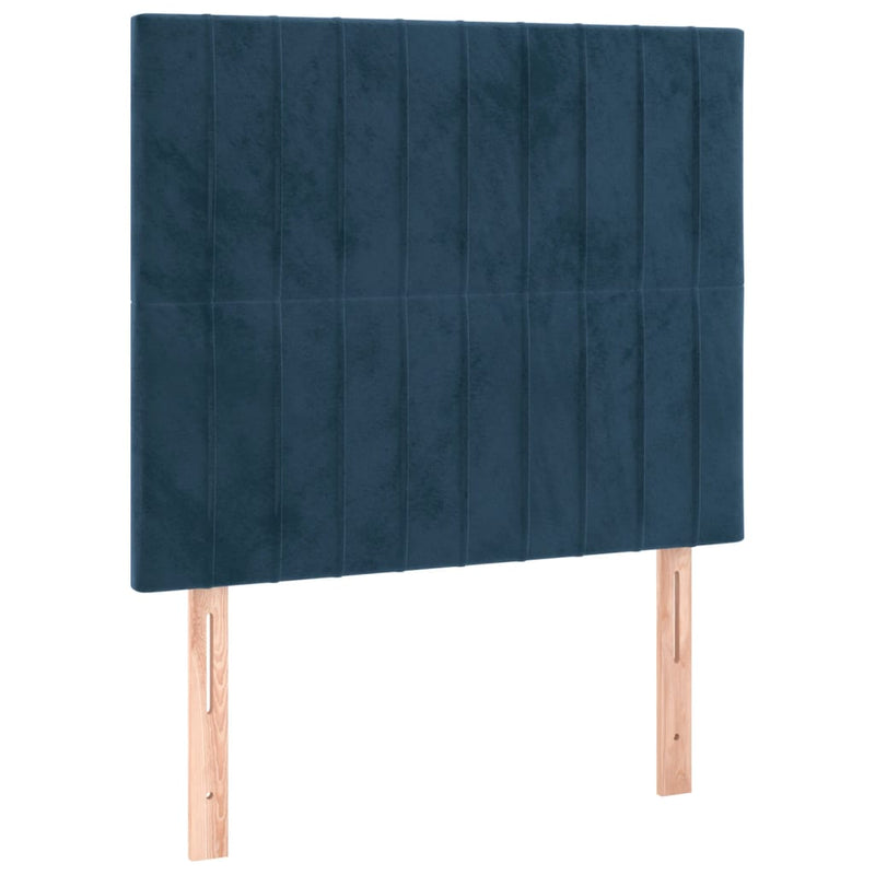 vidaXL 2 db sötétkék bársony fejtámla 90x5x78/88 cm