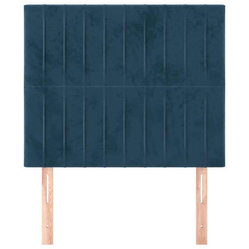 vidaXL 2 db sötétkék bársony fejtámla 90x5x78/88 cm