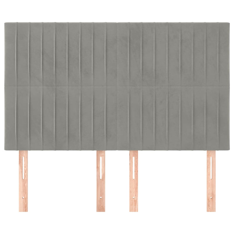 vidaXL 4 db világosszürke bársony fejtámla 72 x 5 x 78/88 cm