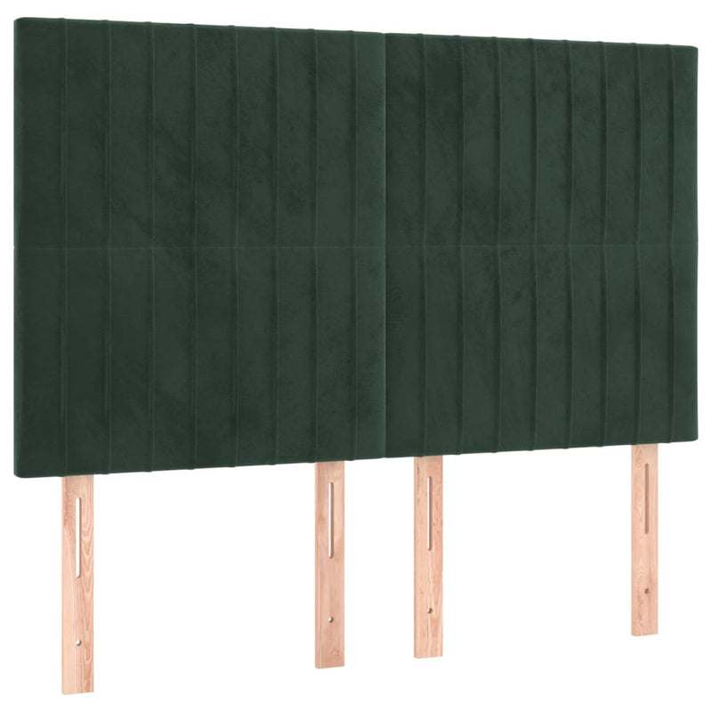 vidaXL 4 db sötétzöld bársony fejtámla 72 x 5 x 78/88 cm