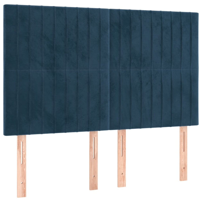 vidaXL 4 db sötétkék bársony fejtámla 72 x 5 x 78/88 cm