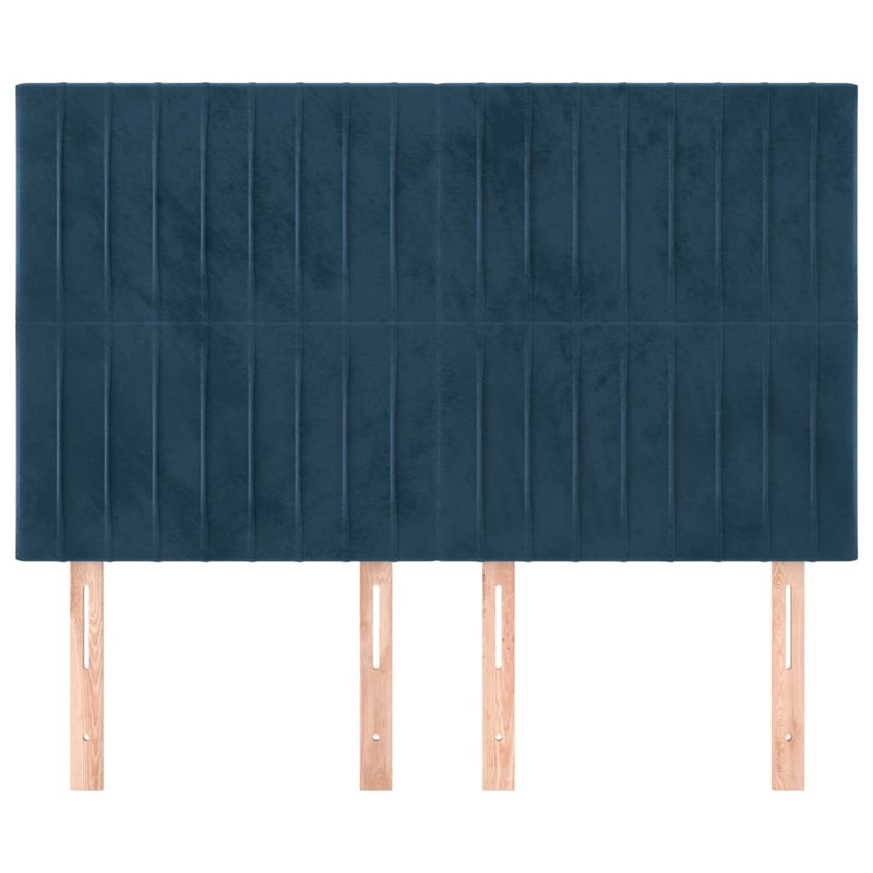 vidaXL 4 db sötétkék bársony fejtámla 72 x 5 x 78/88 cm