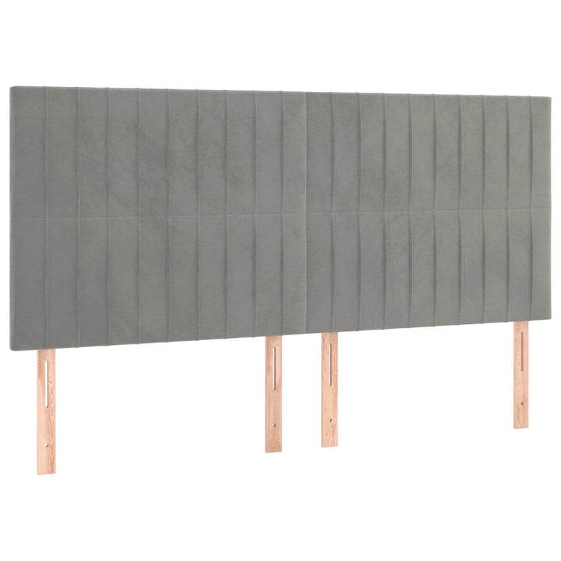 vidaXL 4 db világosszürke bársony fejtámla 80 x 5 x 78/88 cm