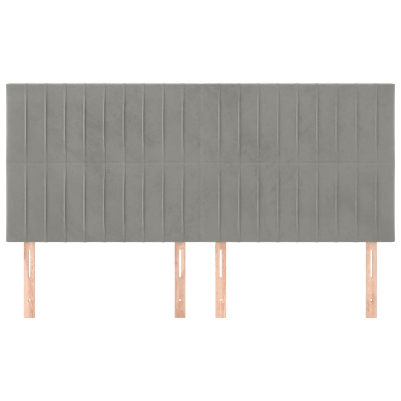 vidaXL 4 db világosszürke bársony fejtámla 80 x 5 x 78/88 cm