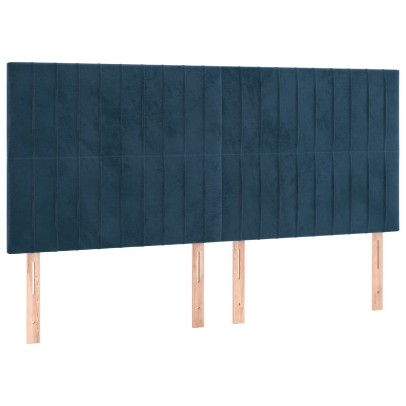 vidaXL 4 db sötétkék bársony fejtámla 80 x 5 x 78/88 cm
