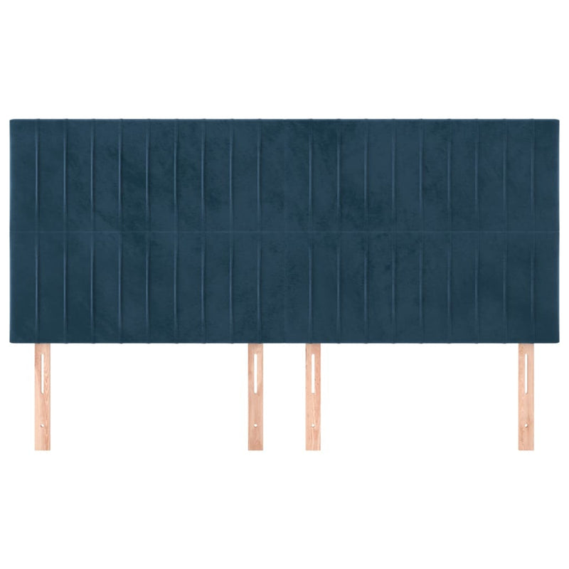 vidaXL 4 db sötétkék bársony fejtámla 80 x 5 x 78/88 cm