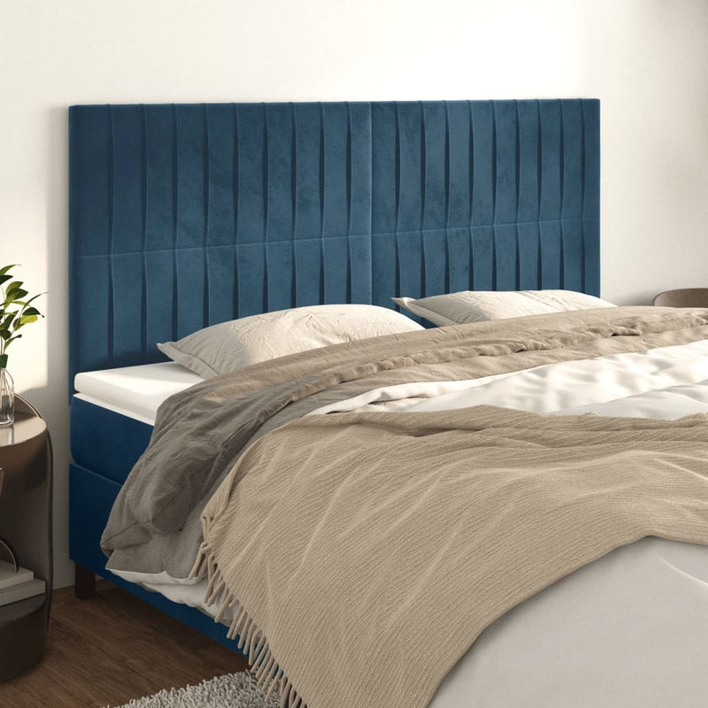 vidaXL 4 db sötétkék bársony fejtámla 80 x 5 x 78/88 cm
