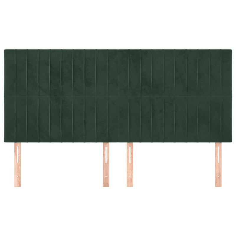vidaXL 4 db sötétzöld bársony fejtámla 90x5x78/88 cm