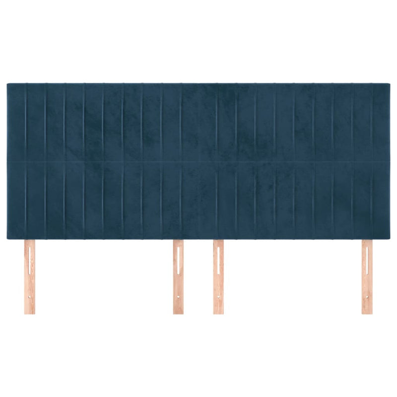vidaXL 4 db sötétkék bársony fejtámla 90x5x78/88 cm